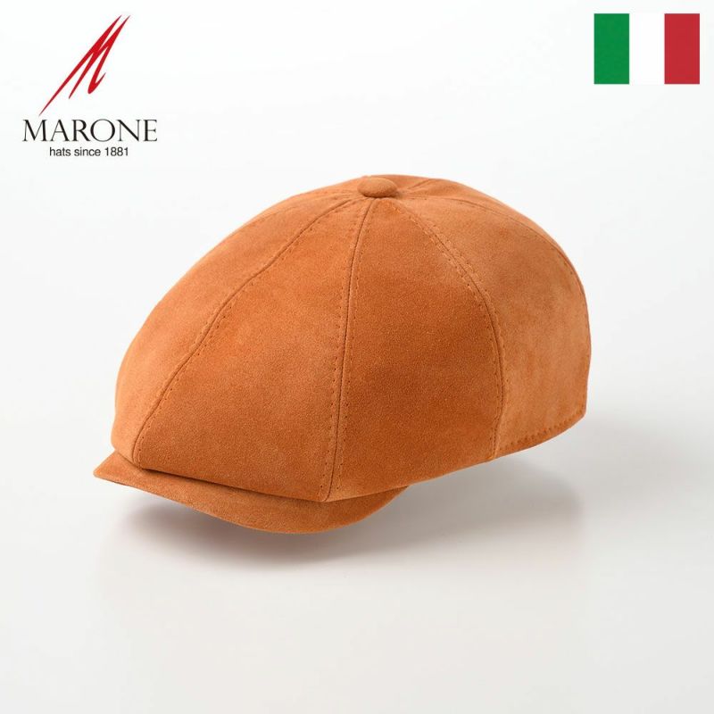帽子 キャスケット MARONE（マローネ） Galles Honduras Goatskin（ウェールズ ホンジュラス ゴートスキン）BN122オレンジ