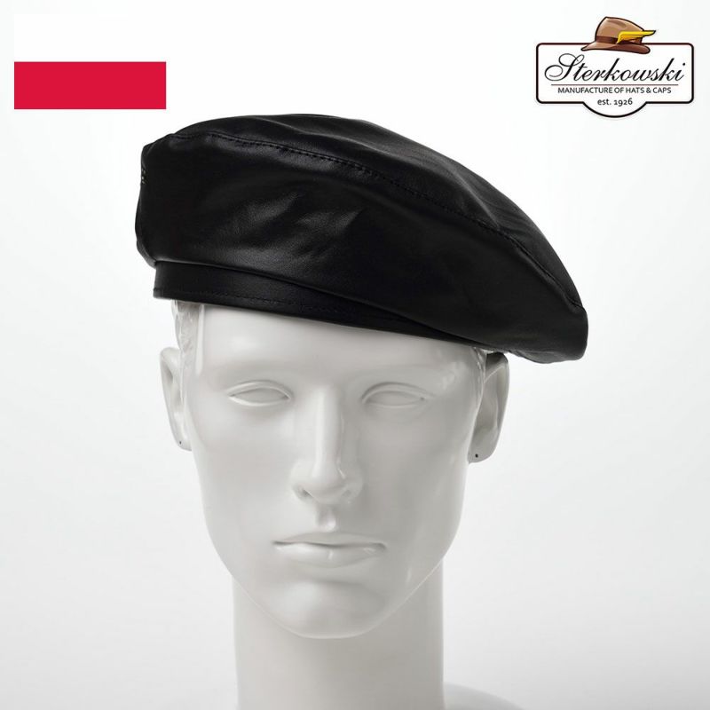 帽子 ベレー帽 Sterkowski（ステルコフスキー） Rebel Leather Beret（リベルレザー ベレー）ブラック