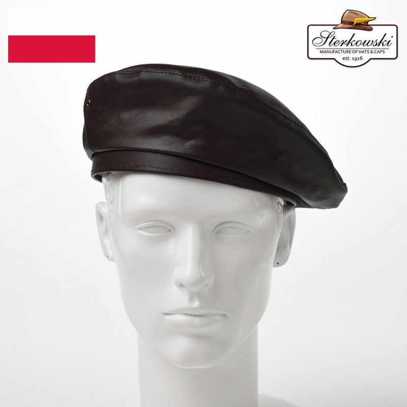 帽子 ベレー帽 Sterkowski（ステルコフスキー） Rebel Leather Beret（リベルレザー ベレー）ブラウン