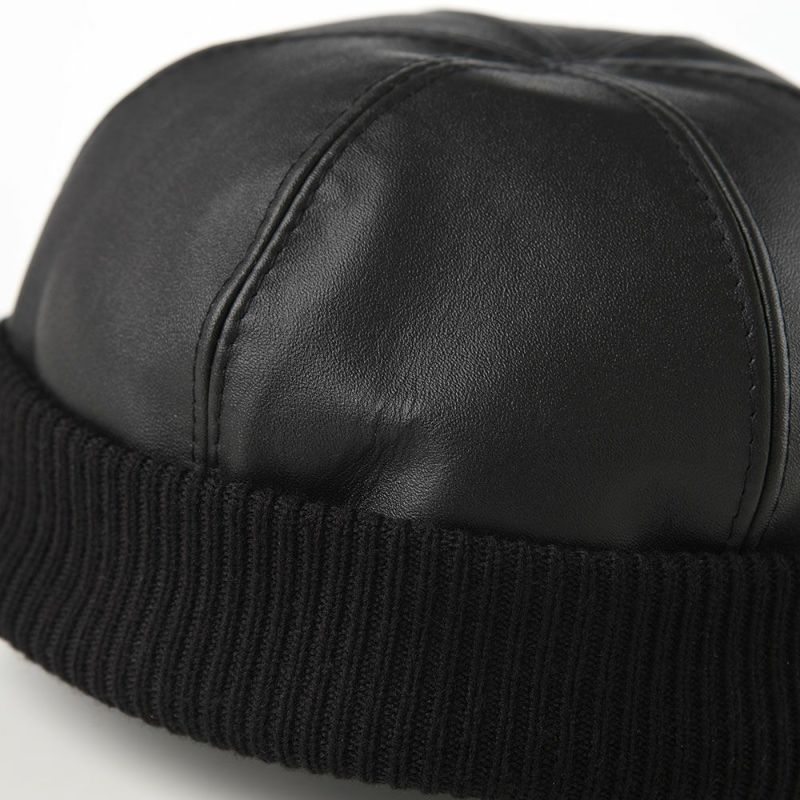 ステルコフスキーのレザーキャップ Leather beanie cap（レザービーニーキャップ）ブラック