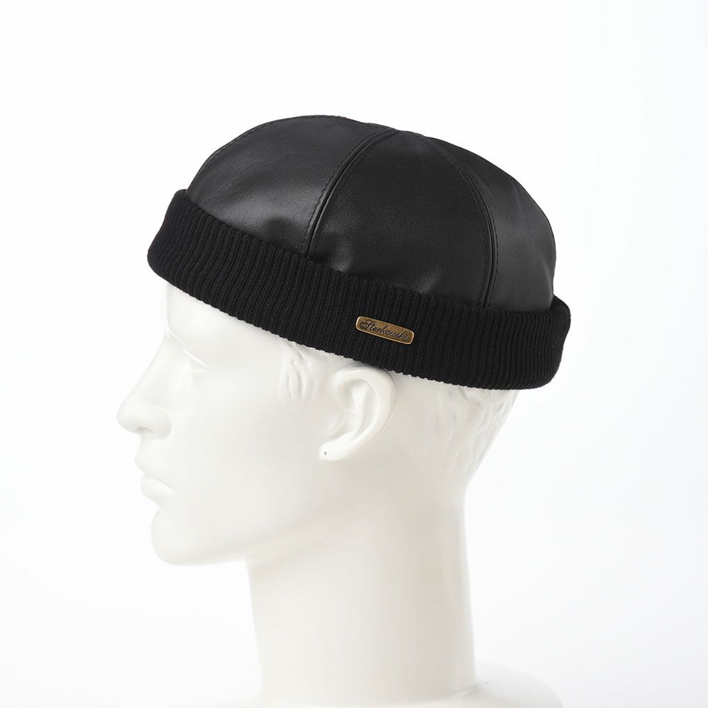 ステルコフスキーのレザーキャップ Leather beanie cap（レザービーニーキャップ）ブラック