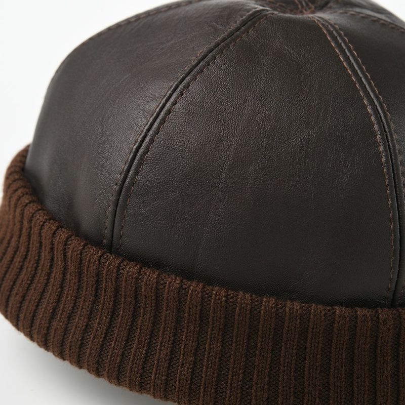 ステルコフスキーのレザーキャップ Leather beanie cap（レザービーニーキャップ）ブラウン