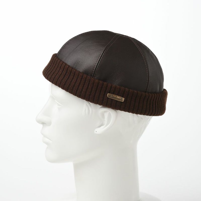 ステルコフスキーのレザーキャップ Leather beanie cap（レザービーニーキャップ）ブラウン