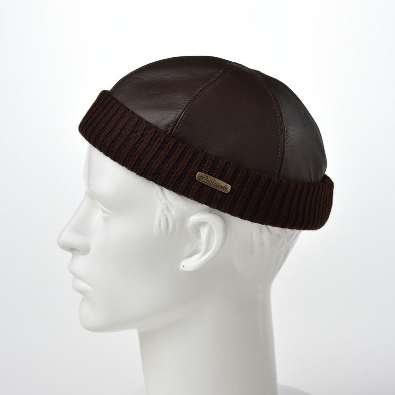 ステルコフスキーのレザーキャップ Leather beanie cap（レザービーニーキャップ）ブラウン