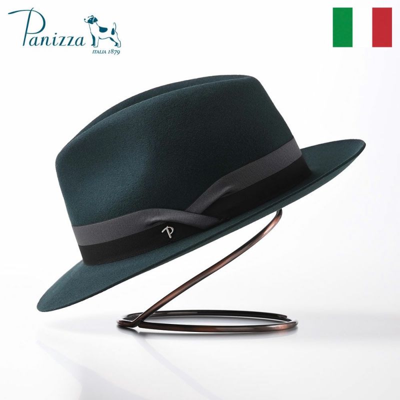 帽子 フェルトハット Panizza（パニッツァ） PISA CHIANTI（ピサ シャンティ）ブルーグリーン