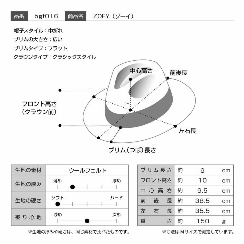 ビガリのフェルトハット ZOEY（ゾーイ）ブラック