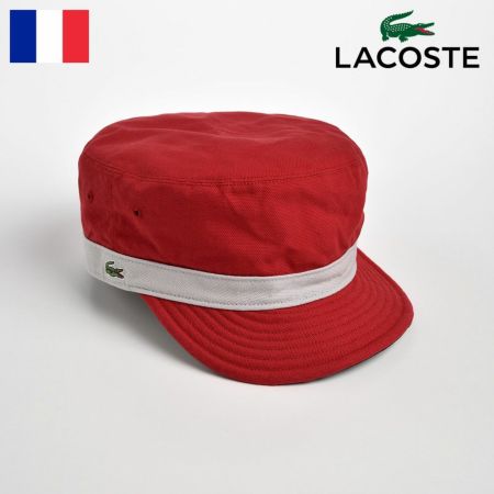 ラコステのキャップ野球帽 REVERSIBLE DE GAULLE CAP（リバーシブル ドゴールキャップ）L3534 レッド