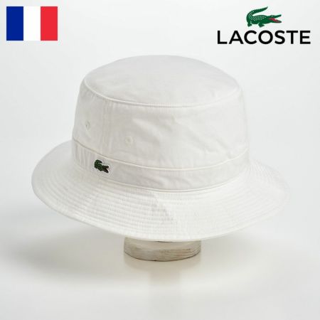 ラコステの布帛ソフトハット COTTON SAFALI HAT（コットン サファリハット）L3981 ホワイト