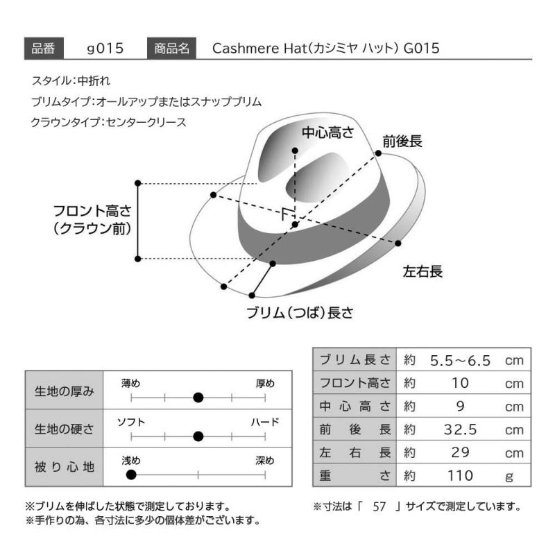 ゲラのフェルトハット Cashmere Hat（カシミヤ ハット） G015 ブラック