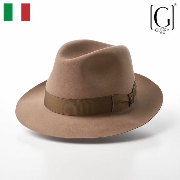 高級感 ハット つば広 秋冬 メンズ 帽子 中折れハット ビーバー ファーフェルト イタリア製 ブランド GUERRA ゲラ ビーバーハ メンズ帽子 