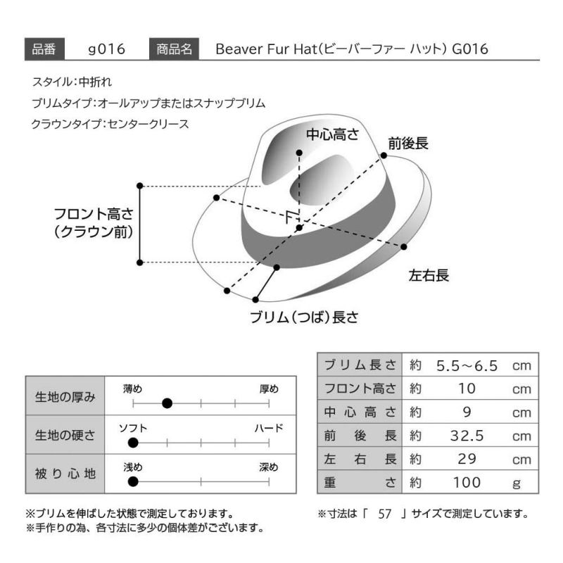 ゲラのフェルトハット Beaver Fur Hat（ビーバーファー ハット） G016 ベージュ