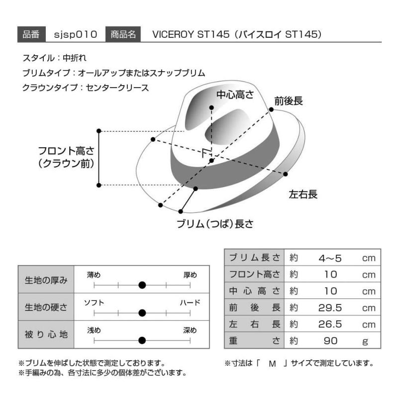 ステットソンのストローハット VICEROY（バイスロイ）ST145 ナチュラル