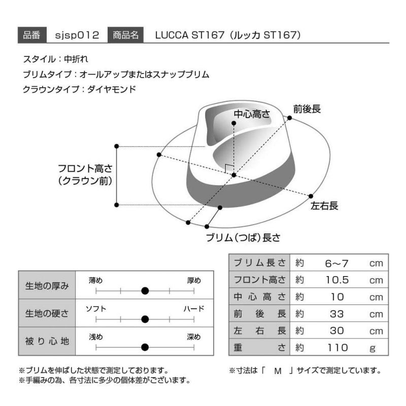 ステットソンのストローハット LUCCA（ルッカ）ST167 ブラック