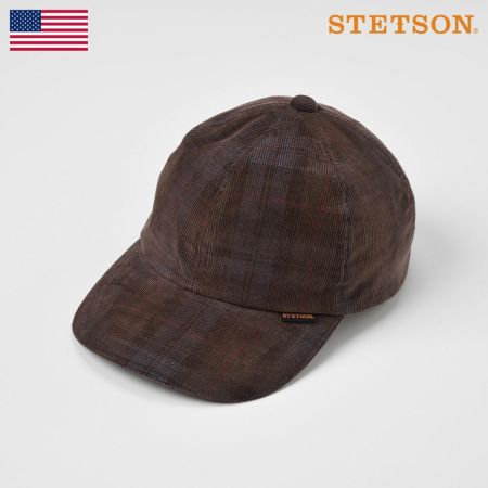 ステットソンのキャップ野球帽 CHECK CORDUROY CAP（チェックコーデュロイキャップ）SE491 ブラウン