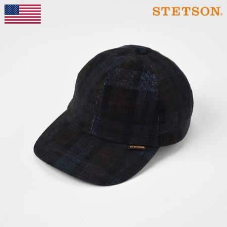 ステットソンのキャップ野球帽 CHECK CORDUROY CAP（チェックコーデュロイキャップ）SE491 ネイビー