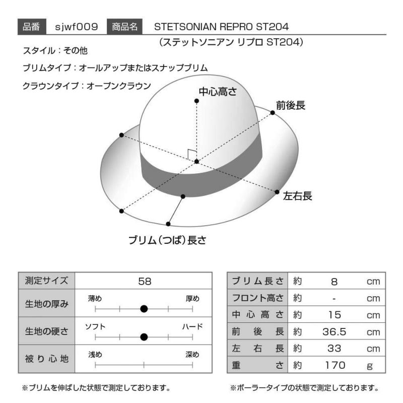 ステットソン ステットソニアン リプロ 58 - ハット