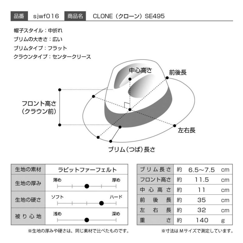 ステットソンのフェルトハット CLONE（クローン）SE495 ネイビー