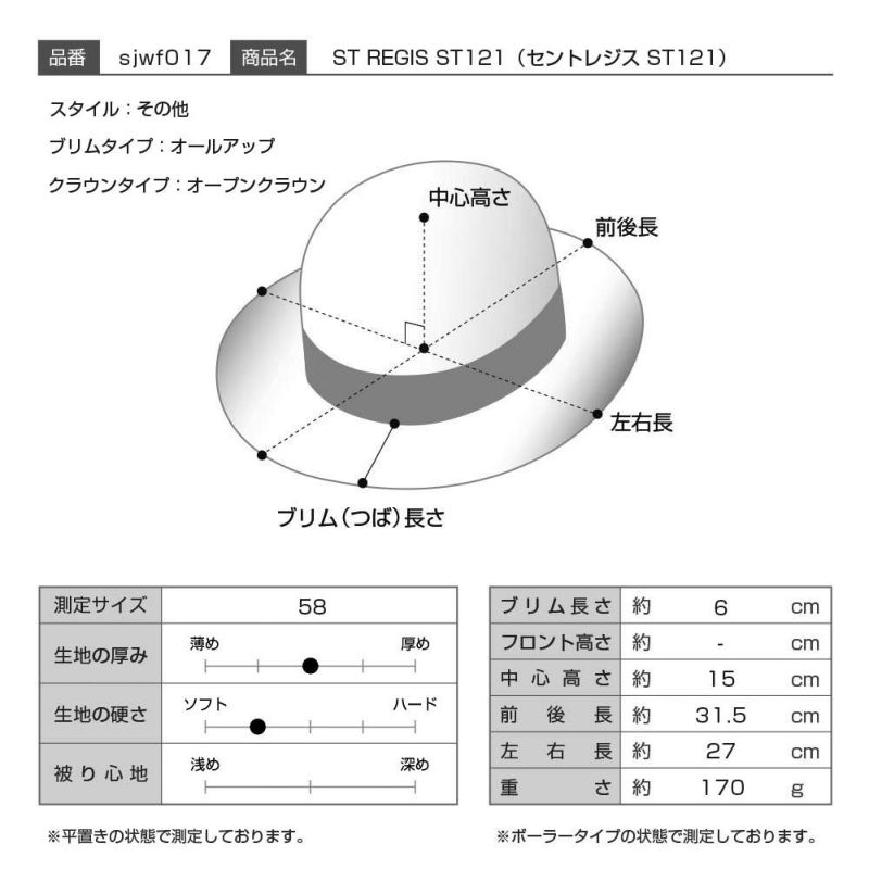 ステットソンのフェルトハット ST REGIS（セントレジス）ST121 チャコールグレー