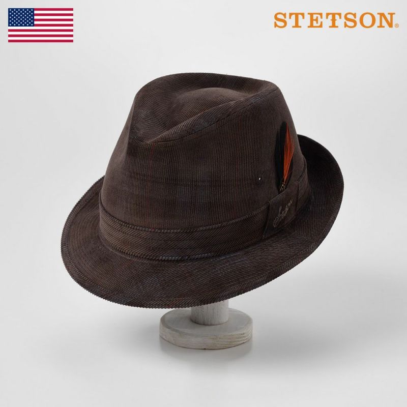 ステットソンの布帛ソフトハット CHECK CORDUROY HAT（チェックコーデュロイハット）SE490 ブラウン