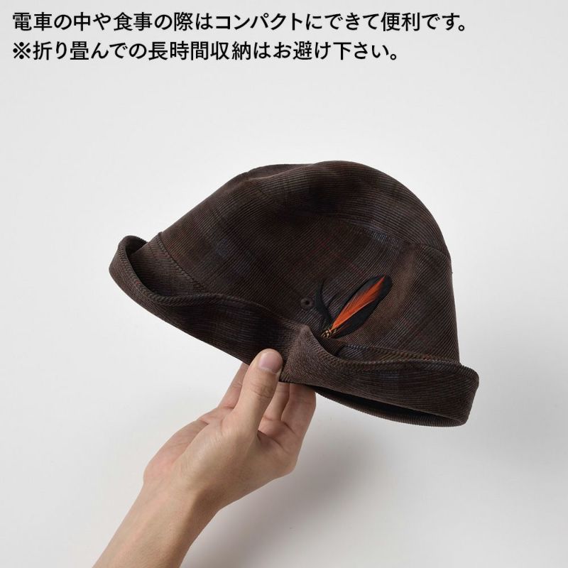 ステットソンの布帛ソフトハット CHECK CORDUROY HAT（チェックコーデュロイハット）SE490 ブラウン