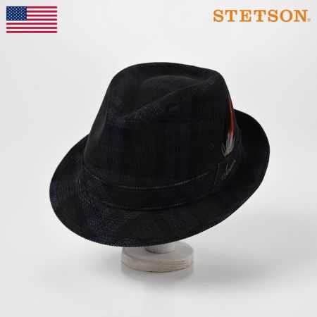 ステットソンの布帛ソフトハット CHECK CORDUROY HAT（チェックコーデュロイハット）SE490 ネイビー