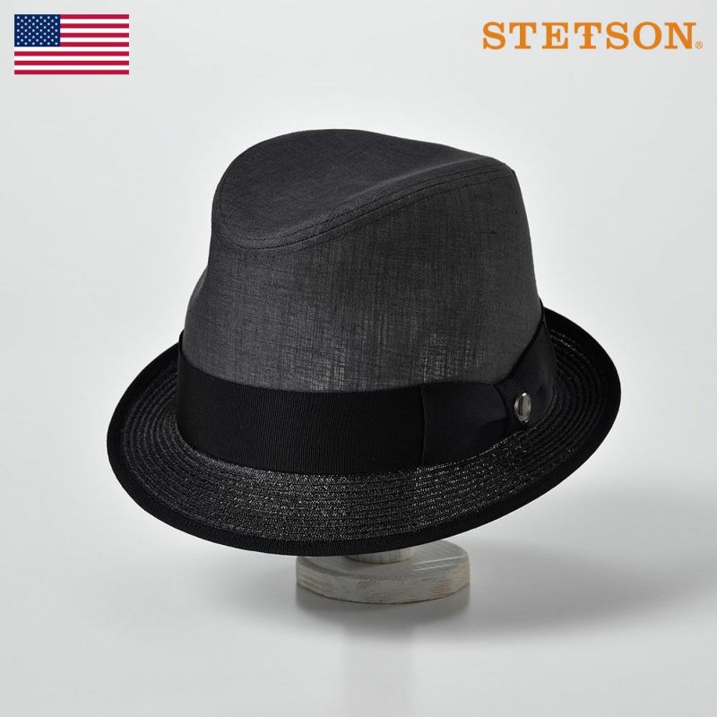 帽子 布帛ソフトハット STETSON（ステットソン） BRAID COMBI HAT（ブレードコンビ ハット）SE442 チャコール