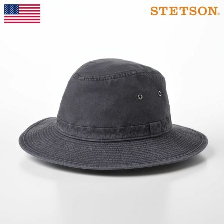 ステットソンの布帛ソフトハット COTTON OVERDYE WASHED LONG HAT（コットンオーバーダイウォッシュドロングハット）SE580 ブラック