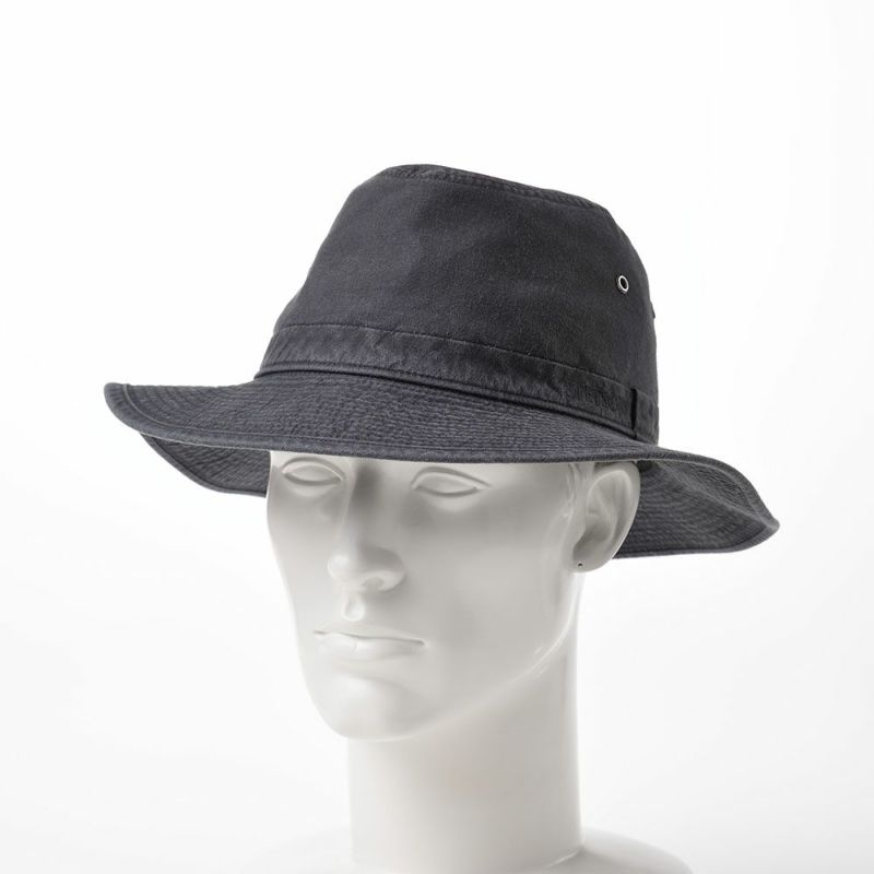 ステットソンの布帛ソフトハット COTTON OVERDYE WASHED LONG HAT（コットンオーバーダイウォッシュドロングハット）SE580 ブラック