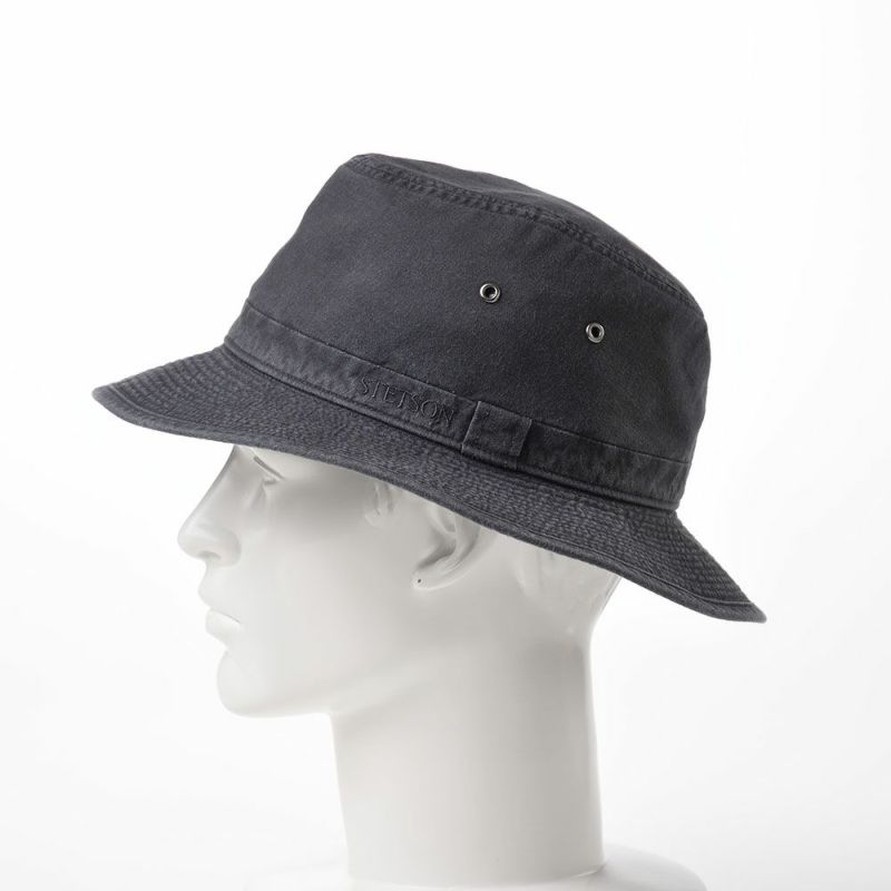 ステットソンの布帛ソフトハット COTTON OVERDYE WASHED LONG HAT（コットンオーバーダイウォッシュドロングハット）SE580 ブラック