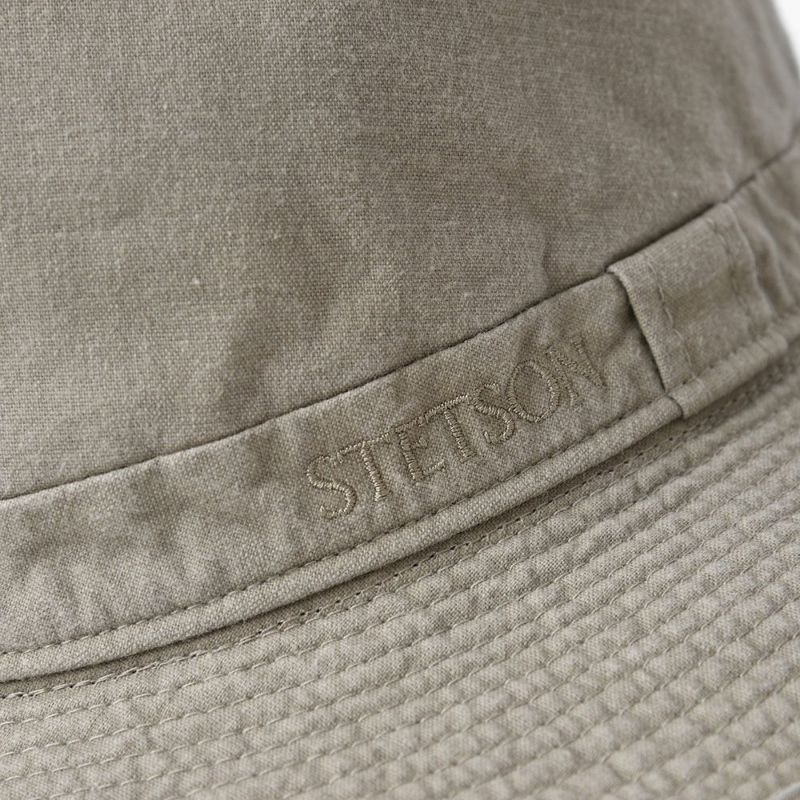 ステットソンの布帛ソフトハット COTTON OVERDYE WASHED LONG HAT（コットンオーバーダイウォッシュドロングハット）SE580 オリーブ