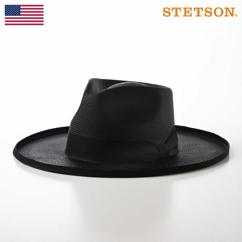 帽子 パナマハット STETSON（ステットソン） FLAT EDGE-UP PANAMA（フラット エッジアップ パナマ）SE588 ブラック
