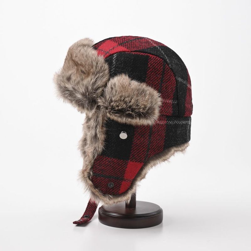 ステルコフスキーの飛行帽 LUMBERJACK Harris Tweed（ランバージャック ハリスツイード） レッドチェック