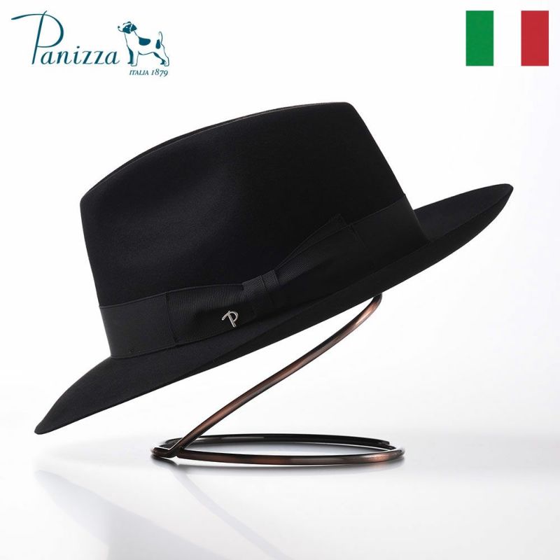 帽子 フェルトハット Panizza（パニッツァ） BOLGHERI MUGELLO BEAVER（ボルゲリ ムジェロ ビーバー）ブラック