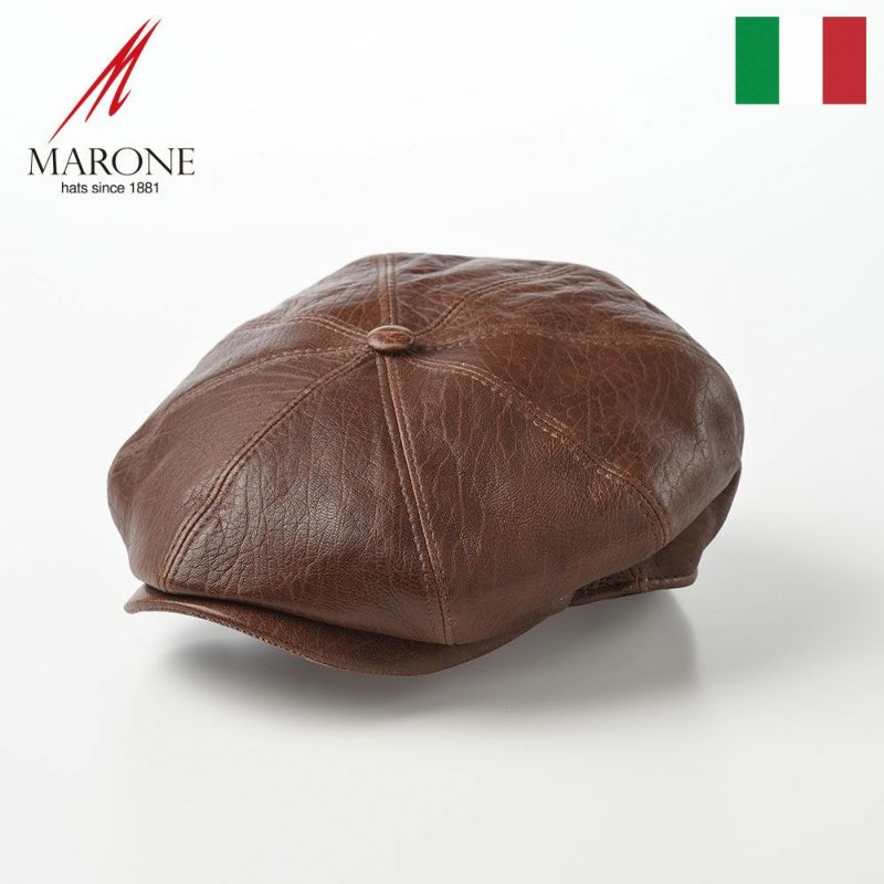 帽子 キャスケット MARONE（マローネ） Bristol Vintage Lambskin（ブリストル ヴィンテージ ラムスキン）ブラウン