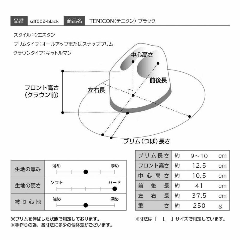 スーパードゥーパーのフェルトハット TENICON（テニクン） ブラック