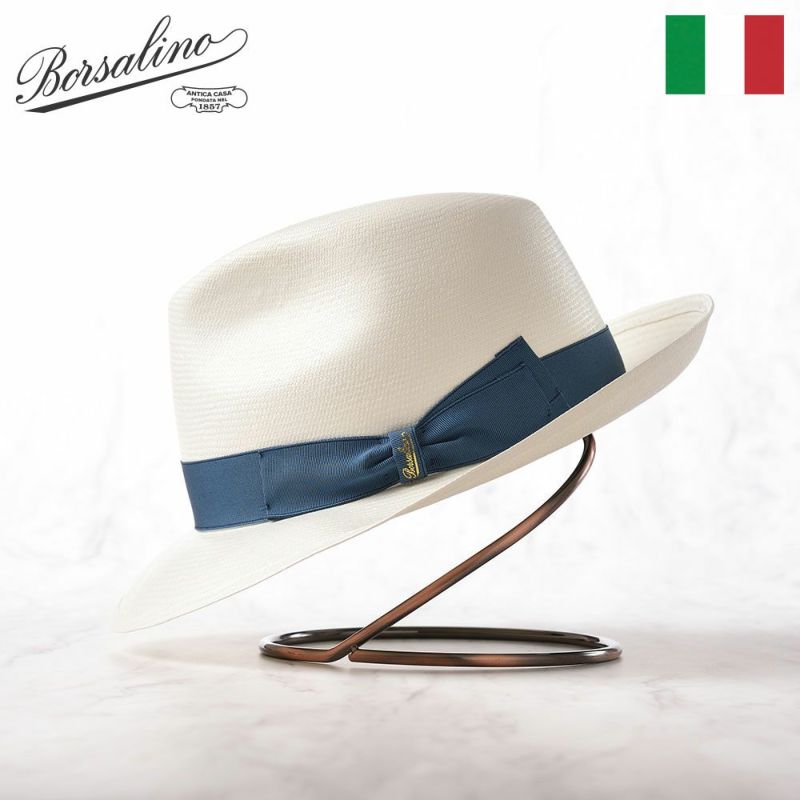 帽子 パナマハット パナマ帽 Borsalino（ボルサリーノ） Panama Fine（パナマ ファイン） 140338 ブルーリボン