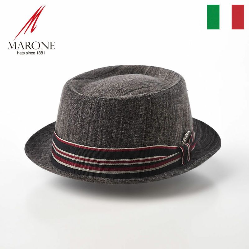 帽子 ソフトハット MARONE（マローネ） Porkpie Linen（ポークパイ リネン）MT307 ブラック