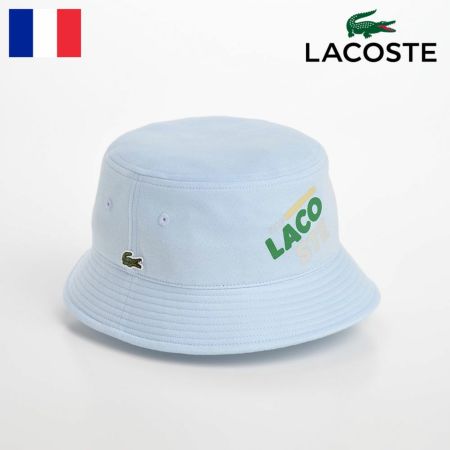ラコステのバケットハット PRINT LOGO BUCKET HAT（プリントロゴ バケットハット） L7105 ブルー