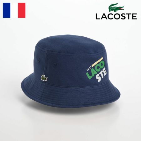 ラコステのバケットハット PRINT LOGO BUCKET HAT（プリントロゴ バケットハット） L7105 ネイビー