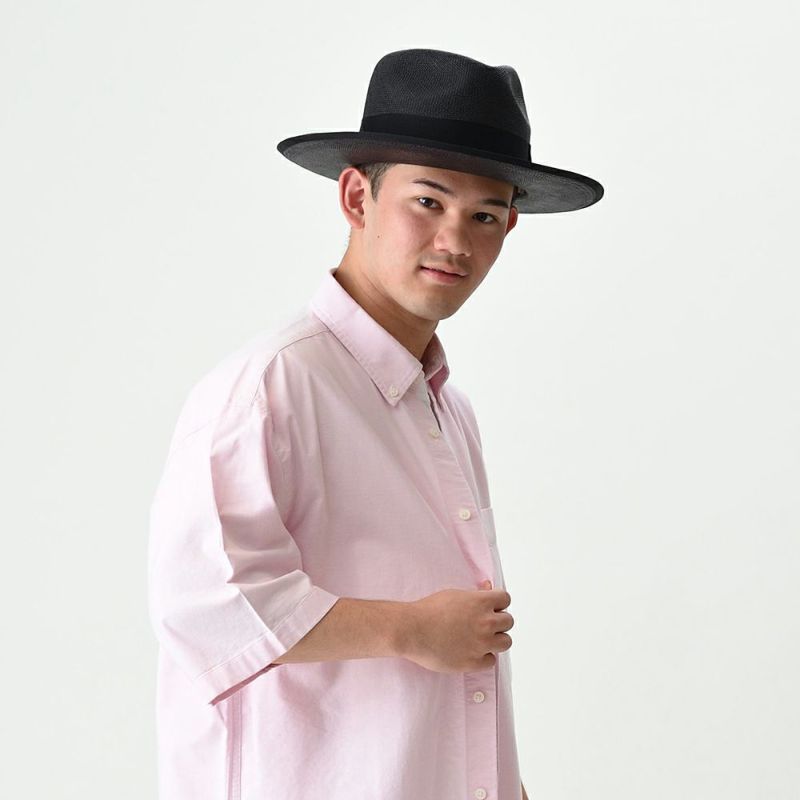 上質で快適 Stetson ブラック 57cm フラットビンテージパナマ ハット