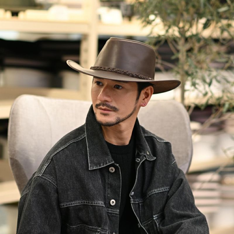 ビガリのウエスタンハット MELBOURNE LEATHER（メルボルン レザー） チョコレート