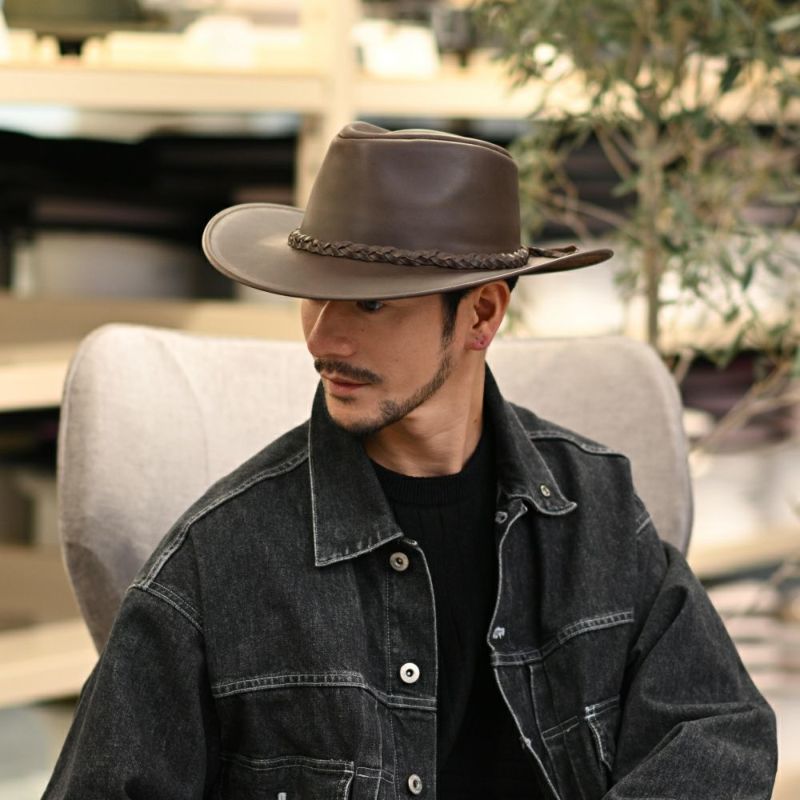 ビガリのウエスタンハット MELBOURNE LEATHER（メルボルン レザー） チョコレート