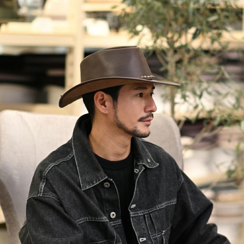 ビガリのウエスタンハット MELBOURNE LEATHER（メルボルン レザー） チョコレート