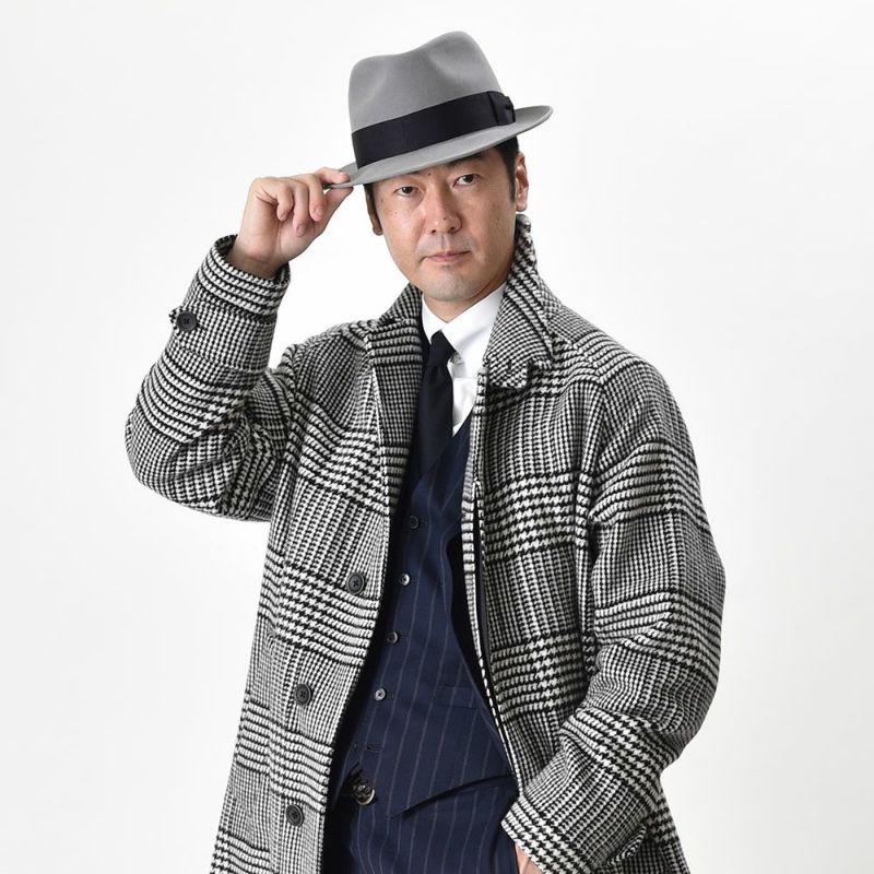 ノックスのフェルトハット Rabbit Fur Trilby Hat（ラビットファー トリルビーハット）KPK ライトグレー