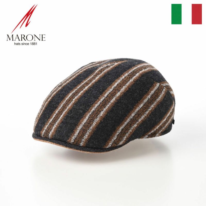 帽子 ハンチング MARONE（マローネ） Milano Stripe（ミラノ ストライプ） BT1037 ダークグレー