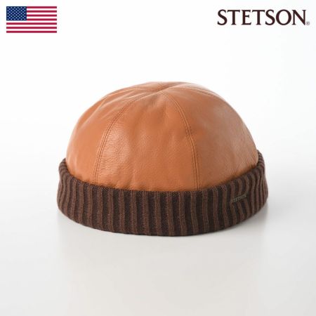 ステットソンのロールキャップ LEATHER ROLL CAP（レザー ロールキャップ）SE694 キャメル