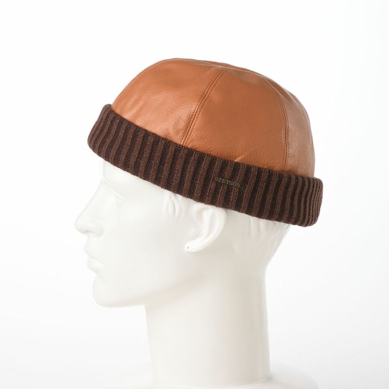 ステットソンのロールキャップ LEATHER ROLL CAP（レザー ロールキャップ）SE694 キャメル