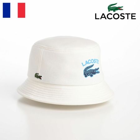 ラコステのバケットハット PRINT JERSEY BUCKET HAT（プリントジャージーハット） L1246 ホワイト