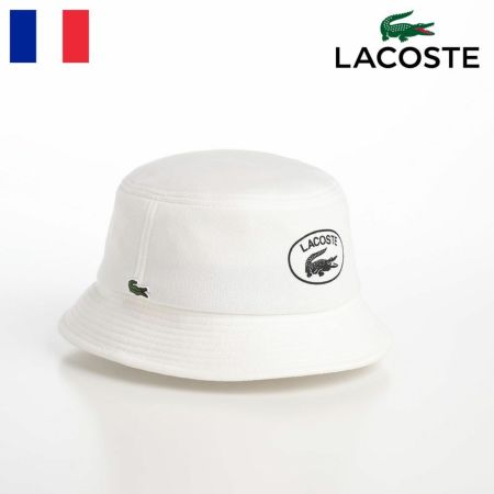 ラコステのバケットハット OVAL LOGO JERSEY BUCKET HAT（オーバルロゴジャージーバケットハット） L7107 ホワイト