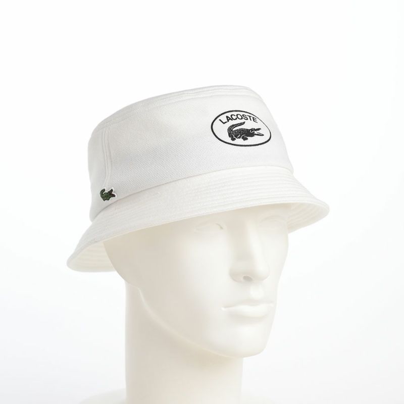 ラコステのバケットハット OVAL LOGO JERSEY BUCKET HAT（オーバルロゴジャージーバケットハット） L7107 ホワイト